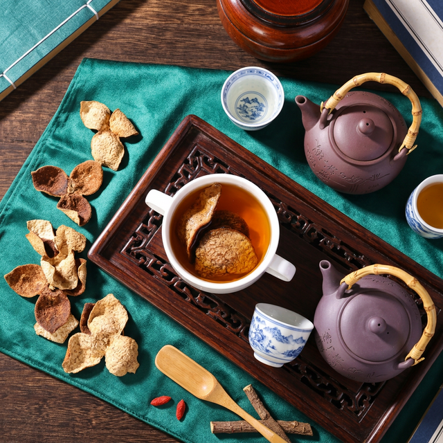 花姿盛陈皮与中式茶具的信赖品质展示