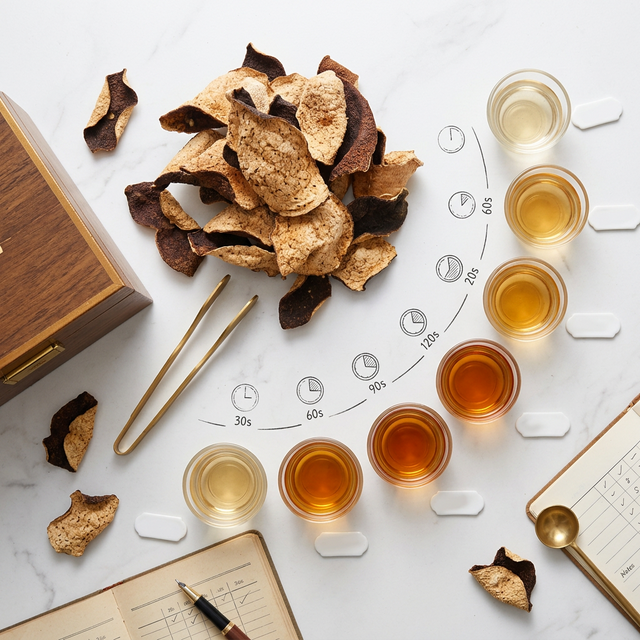 不同冲泡次数的陈皮茶汤色泽对比