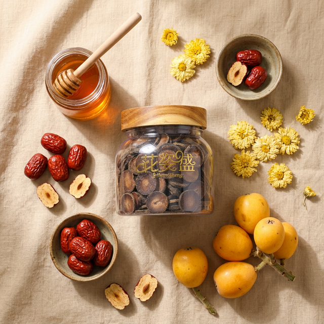 化橘红搭配蜂蜜红枣枇杷养生食材组合