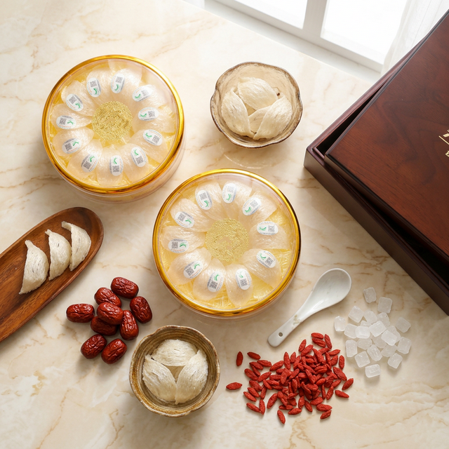 燕窝搭配红枣枸杞冰糖的养生组合