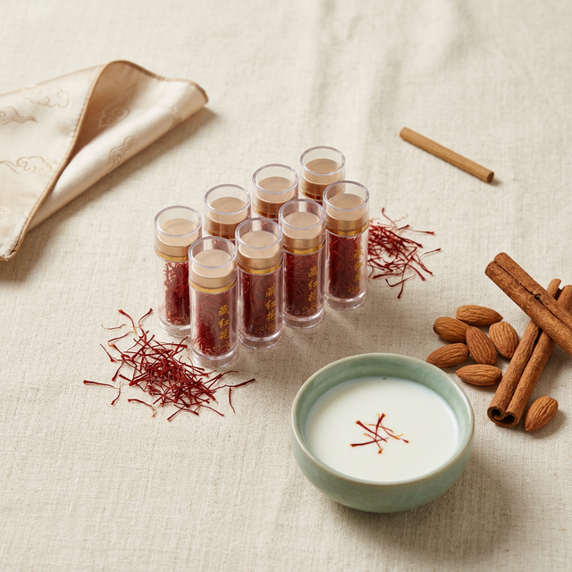 藏红花搭配杏仁牛奶肉桂养生饮品