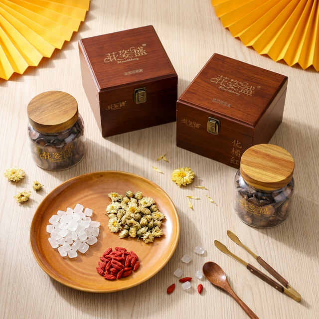 化橘红搭配冰糖菊花枸杞养生食材组合