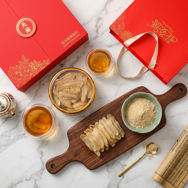 天麻切片研粉冲泡多种食用方式展示