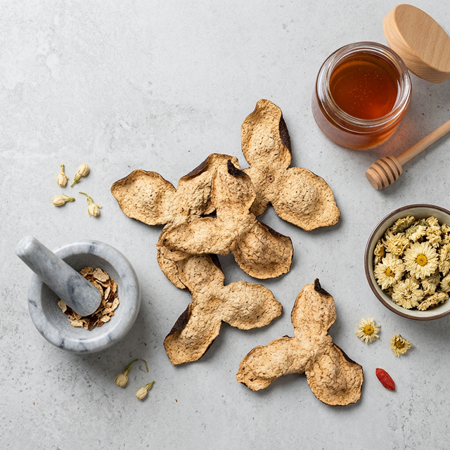 陈皮搭配蜂蜜菊花养生食材组合