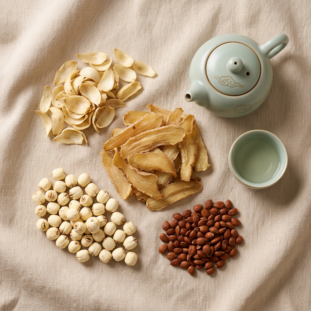 天麻搭配百合莲子酸枣仁的助眠养生食材组合