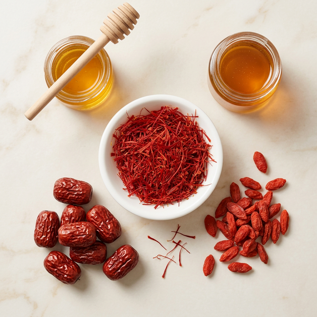 藏红花搭配红枣枸杞的养生组合
