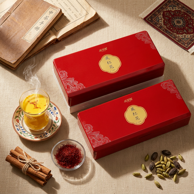 藏红花搭配肉桂和豆蔻的养生奶茶