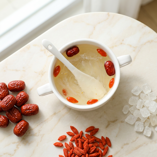 花姿盛燕窝搭配红枣枸杞冰糖的养生组合