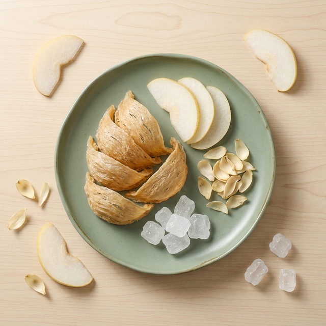 花姿盛燕窝搭配雪梨百合冰糖的润肺养生组合