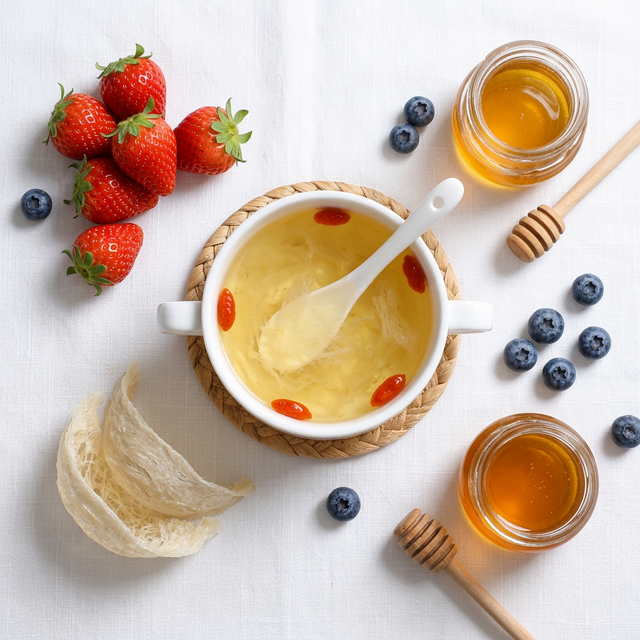 花姿盛燕窝搭配草莓蓝莓蜂蜜的营养组合