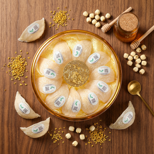 花姿盛燕窝搭配桂花莲子蜂蜜的甜品组合