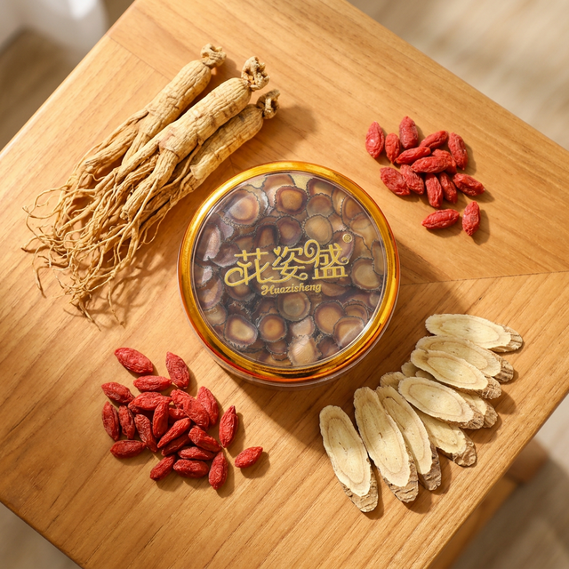 鹿茸蜡片搭配人参枸杞黄芪的滋补食材组合