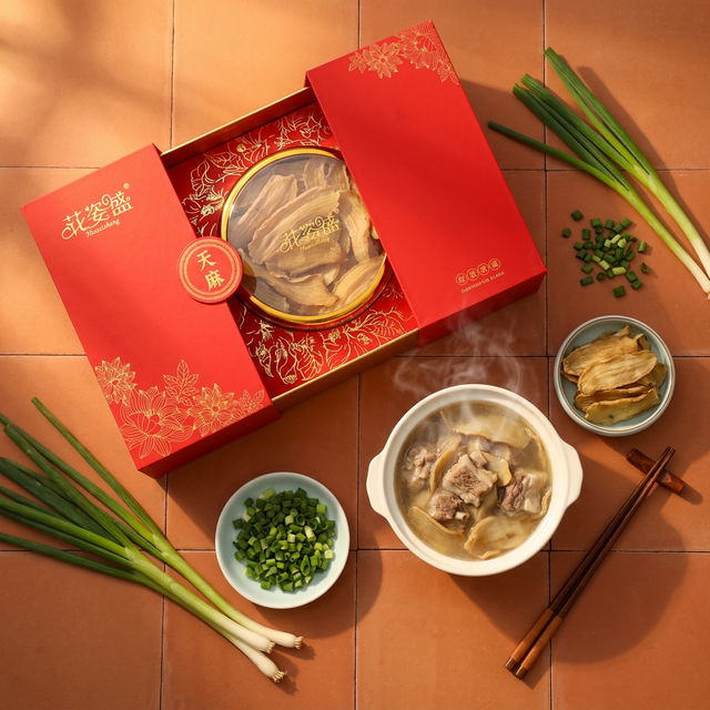 天麻搭配排骨汤的家常养生场景