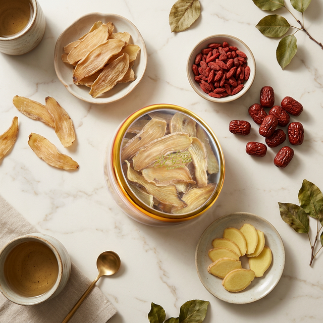 天麻搭配红枣枸杞姜片养生组合