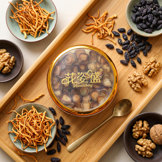 鹿茸蜡片搭配虫草花黑枸杞核桃养生组合