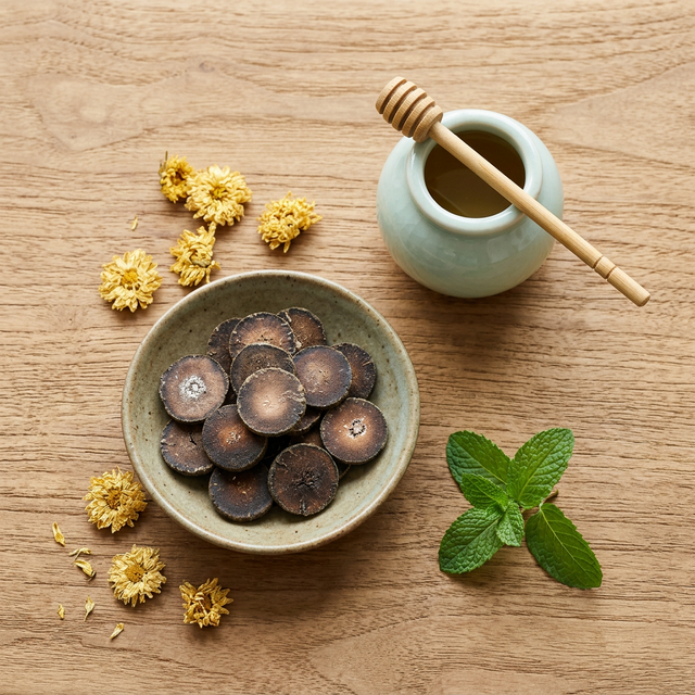 化橘红搭配菊花蜂蜜薄荷养生茶饮组合