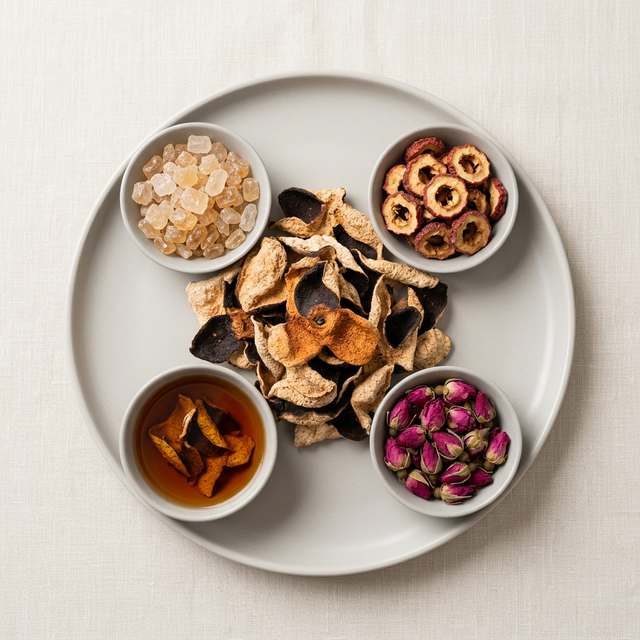 陈皮搭配冰糖山楂玫瑰养生食材