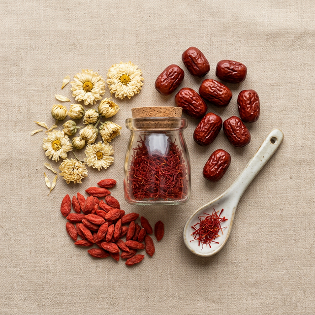 藏红花搭配红枣枸杞的养生组合