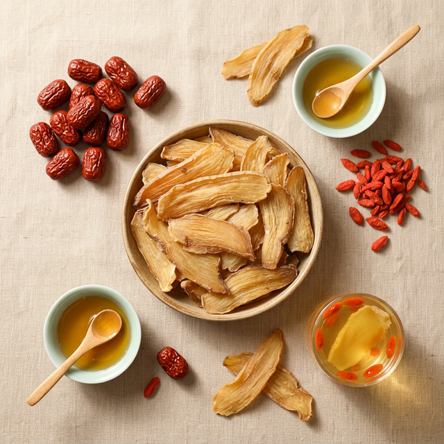 天麻搭配红枣枸杞蜂蜜的养生食材组合