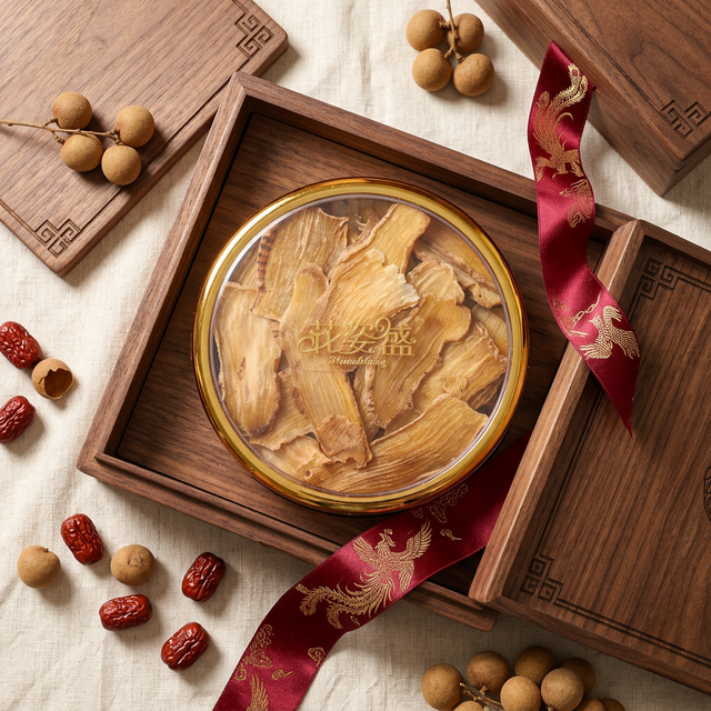 天麻搭配桂圆红枣的精美礼盒式养生食材