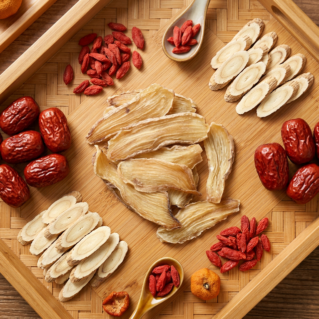 天麻搭配枸杞红枣黄芪滋补食材组合