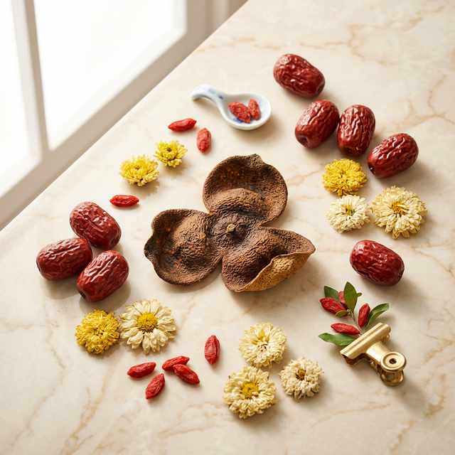 陈皮搭配红枣枸杞菊花的养生组合