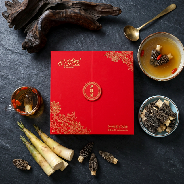 羊肚菌搭配春笋与骨汤的美食烹饪准备