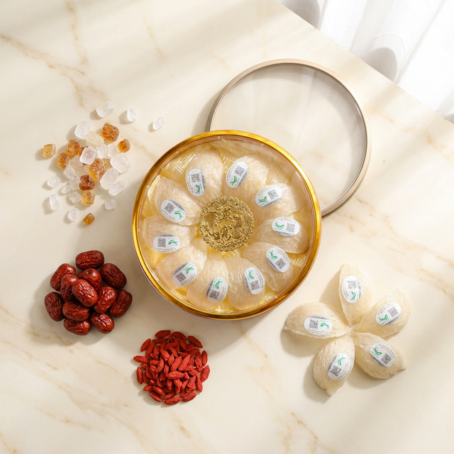 花姿盛燕窝搭配红枣枸杞冰糖的养生食材组合