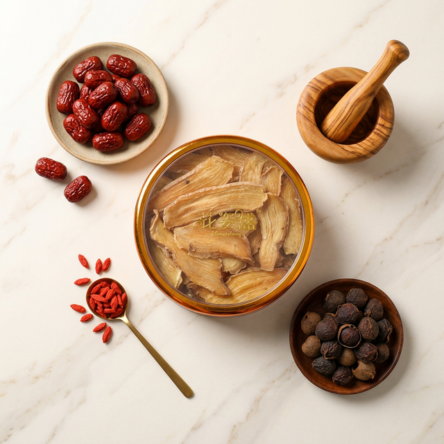 天麻搭配红枣枸杞桂圆的养生食材组合