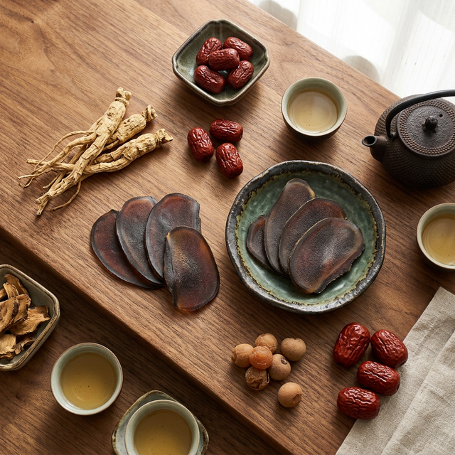 鹿茸蜡片搭配当归红枣桂圆养生食材