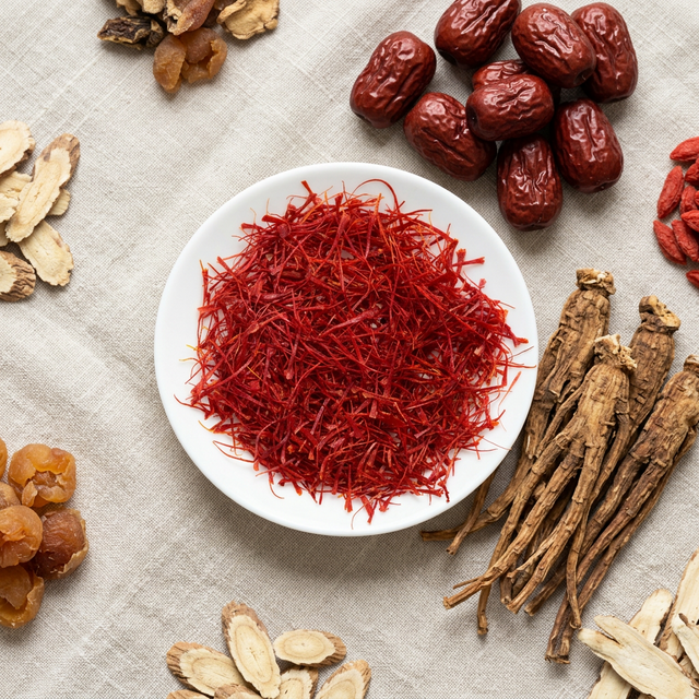 藏红花搭配传统养生食材的组合展示