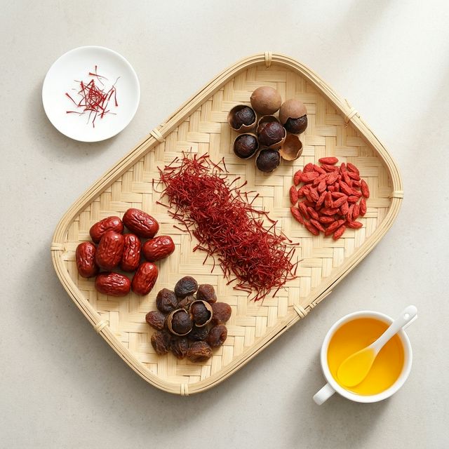 藏红花搭配红枣桂圆枸杞的养生组合