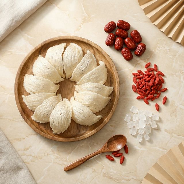 燕窝搭配红枣枸杞冰糖的四季养生食材组合