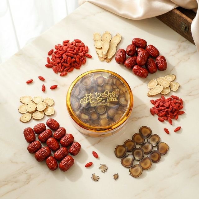 鹿茸蜡片搭配枸杞红枣人参的养生组合