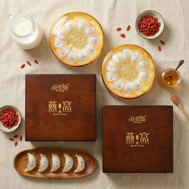 燕窝搭配鲜奶枸杞蜂蜜养生食材