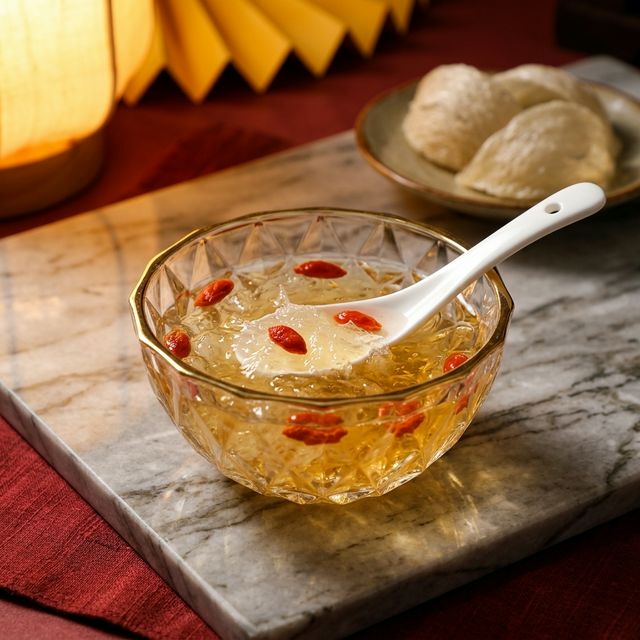 燕窝炖品晶莹剔透美食场景