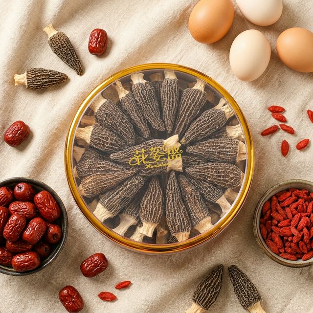 羊肚菌搭配红枣枸杞鸡蛋