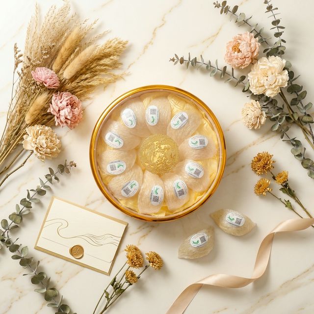 花姿盛燕窝礼盒搭配礼卡精美陈列